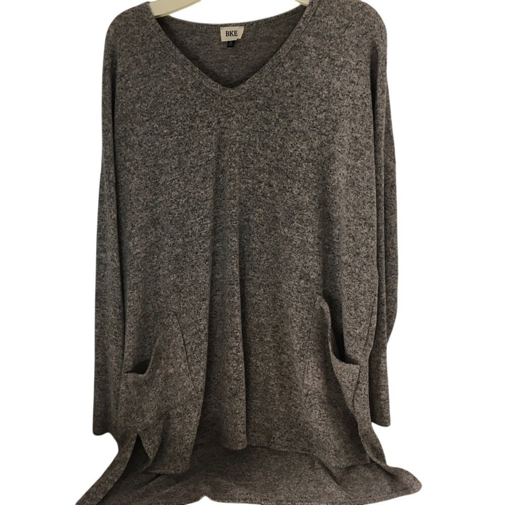 BKE Women's High Low V Neck Open Knit‎ Sweater Boho Minimalist Cozy Size M